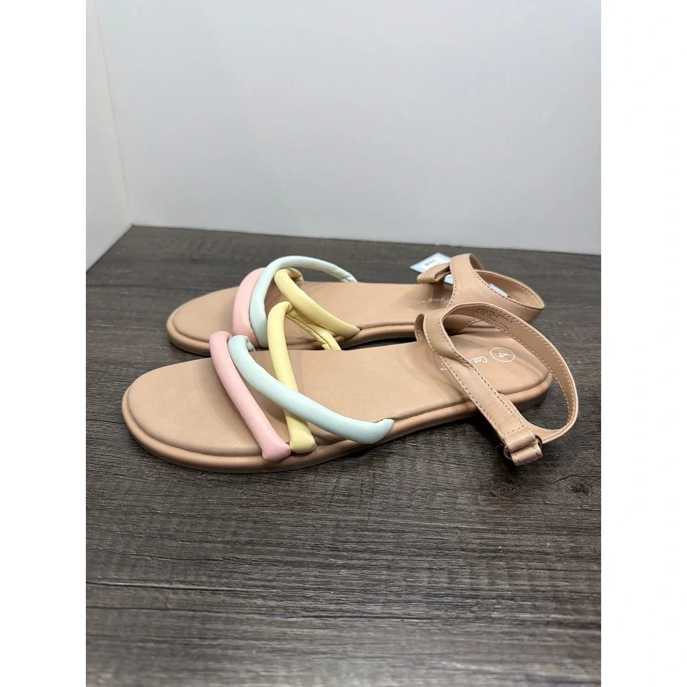 Cat & Jack Anja Sandals Girls 4 Multicolor Pastel Strappy Summer Kidcore NWT